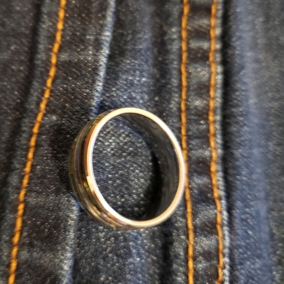 NEW Mens Tungsten Carbide inlaid Shells Blue Opal Statement Ring Gifts Unisex - Picture 13 of 16